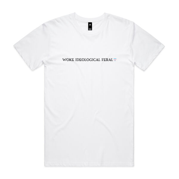 woke ideological feral (+ trans flag heart) - black text Thumbnail